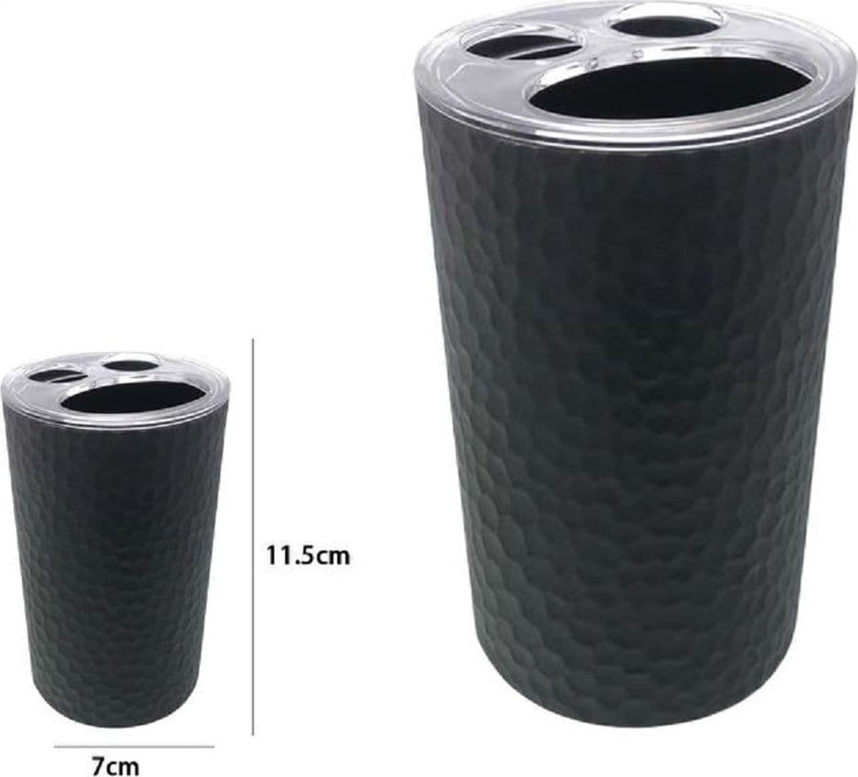 PORTA SPAZZOLINI BICCHIERE ACCESSORIO BAGNO NERO 3 FORI PORTASPAZZOLINI 79182 - 3
