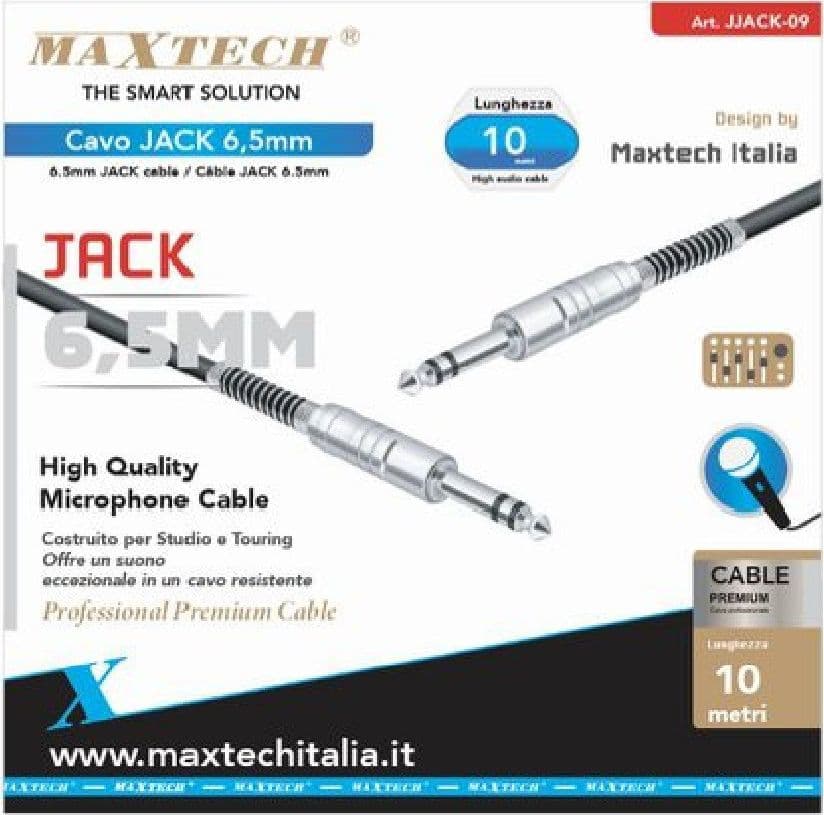 CAVO COLLEGAMENTO 2 JACK DA 6.5MM 10 MT CAVETTO MICROFONO AUDIO STEREO JJACK-09 - 3