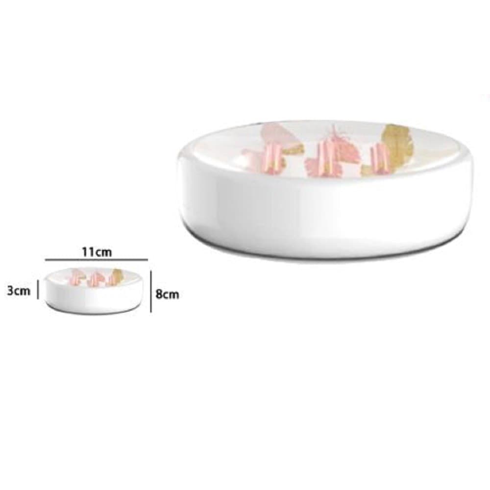 PORTA SAPONE SAPONETTA ACCESSORIO ARREDO BAGNO BIANCO CON PIUME 11X8X3 CM 69795 - 2