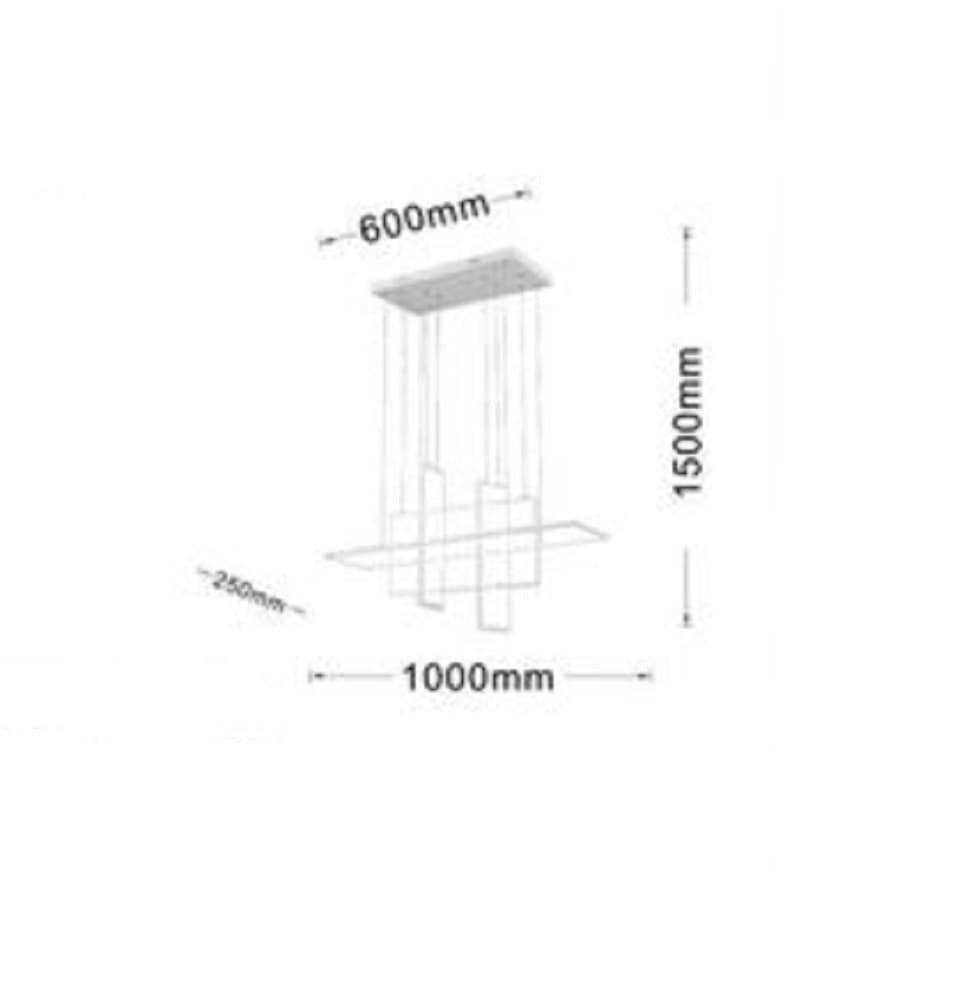 LAMPADARIO A SOSPENSIONE 4 RETTANGOLI MODERNO LUCE CALDA FREDDA NATURALE LP-36B - 3