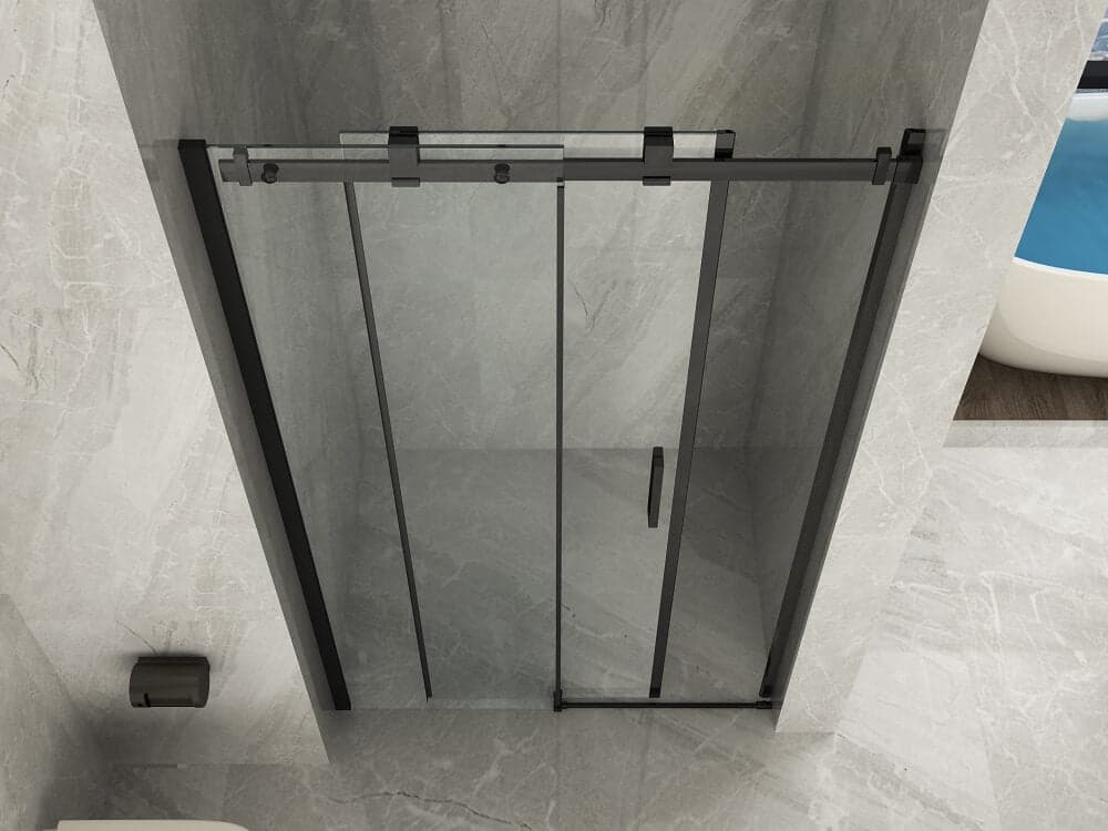 Porta Doccia 120 cm Profili Neri Scorrevole 8mm Trasparente H195 - Libra Black - 3