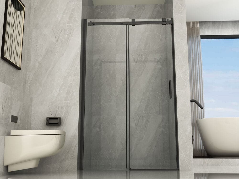 Porta Doccia 120 cm Profili Neri Scorrevole 8mm Trasparente H195 - Libra Black - 4