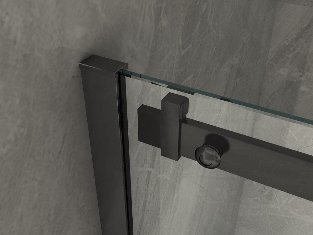 Porta Doccia 120 cm Profili Neri Scorrevole 8mm Trasparente H195 - Libra Black - 8