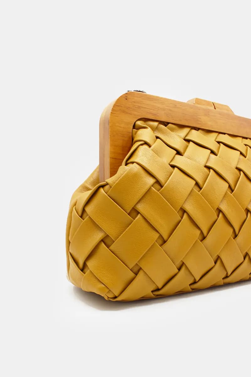 Borsa intrecciata Weave – Senape – pelle