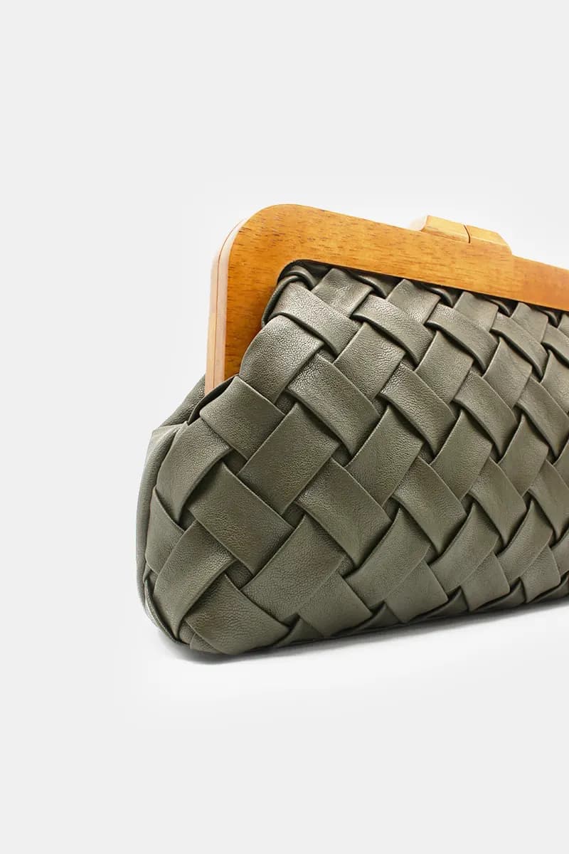 Borsa intrecciata Weave – Verde – pelle