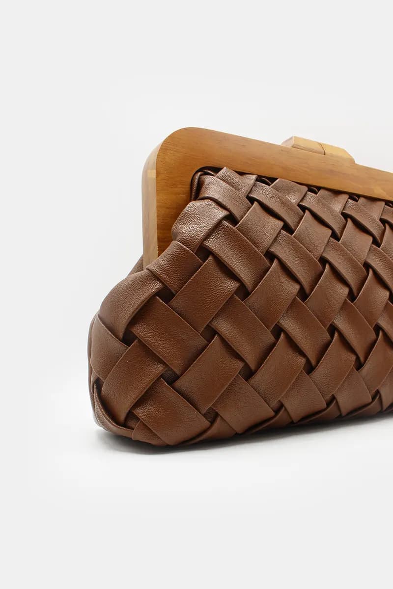 Borsa intrecciata Weave – Marrone – pelle