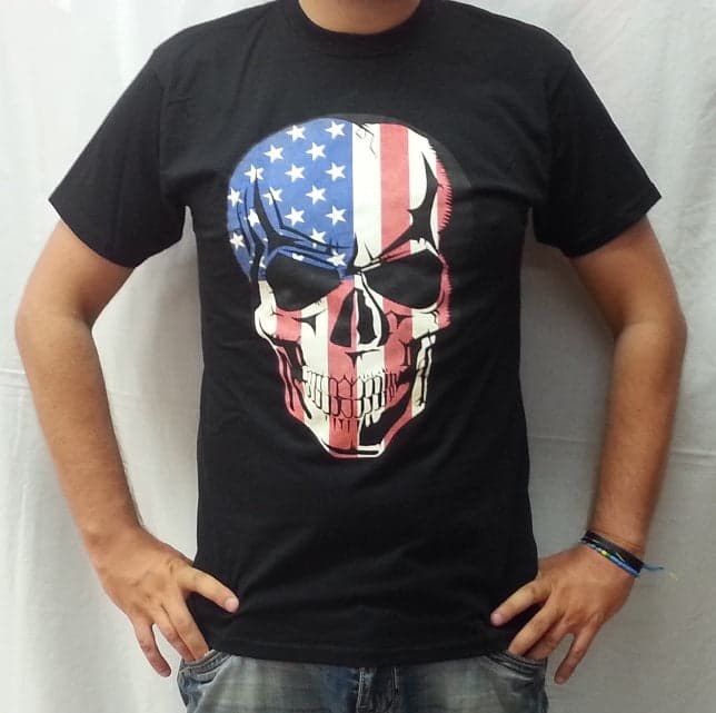T-shirt Teschio grande con bandiera USA 026 - 2