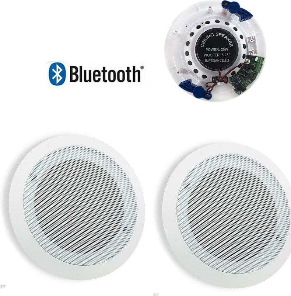 COPPIA CASSE ACUSTICHE 21CM BLUETOOTH INCASSO FILODIFFUSIONE NEGOZI CASSA 20W - 4