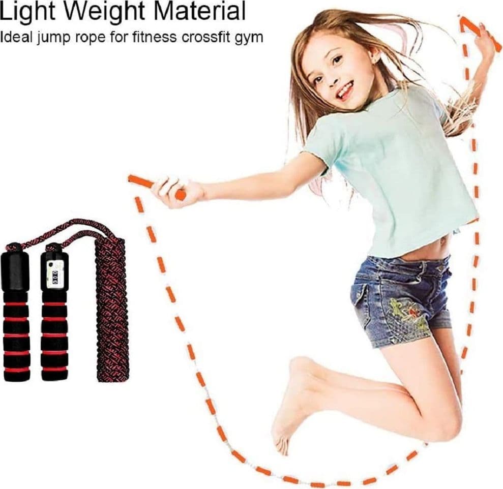 CORDA PER SALTARE REGOLABILE MANICI SCHIUMA CONTATORE PER BAMBINI FITNESS BOXE - 33