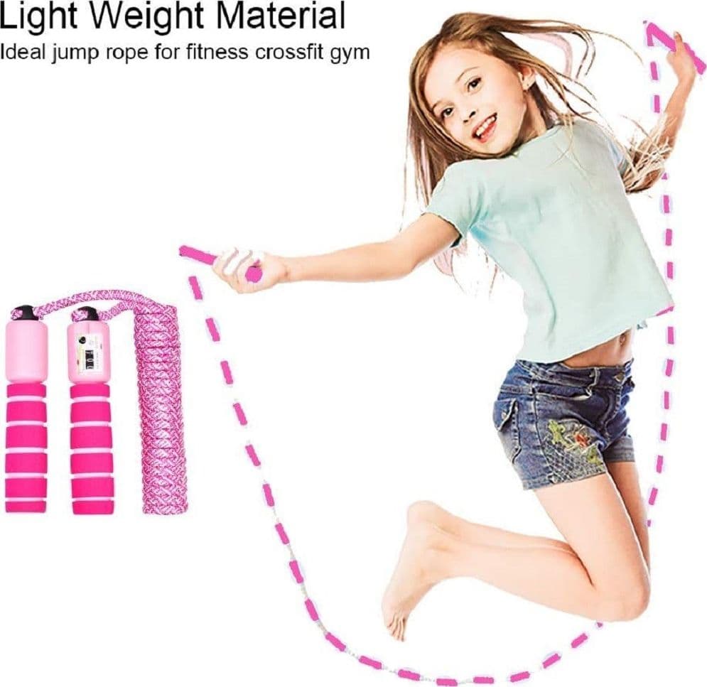 CORDA PER SALTARE REGOLABILE MANICI SCHIUMA CONTATORE PER BAMBINI FITNESS BOXE - 51