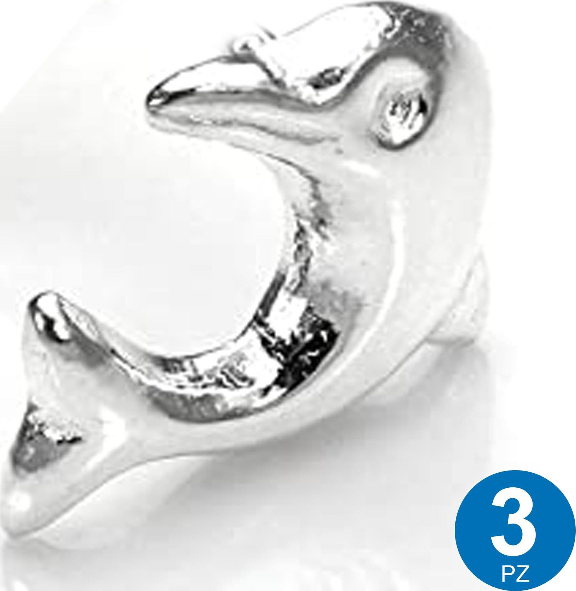 SET 3 PEZZI PIERCING ORECCHINI NASO 6 MM A FORMA DI DELFINO ARGENTO 925 STERLING - 2