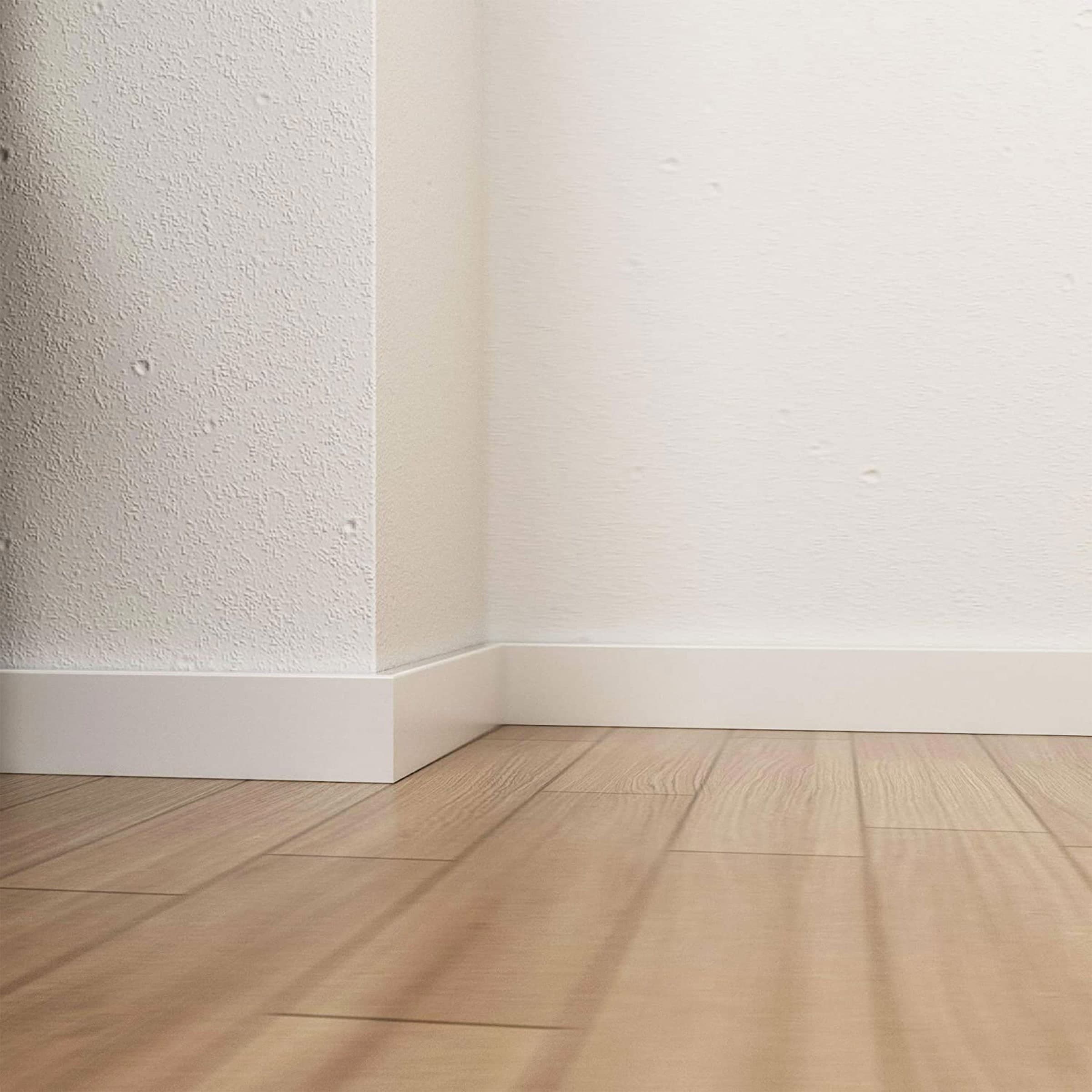 96ML di BATTISCOPA Squadrato laccato bianco in legno MASSELLO Massiccio 70X10 Eternal Parquet