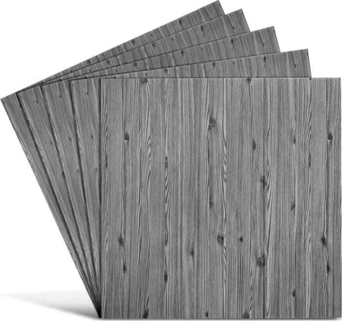 Pannelli 3D Autoadesivi in PE 70X70cm LEGNO GRIGIO , isolanti, idrorepellenti, economici - 6