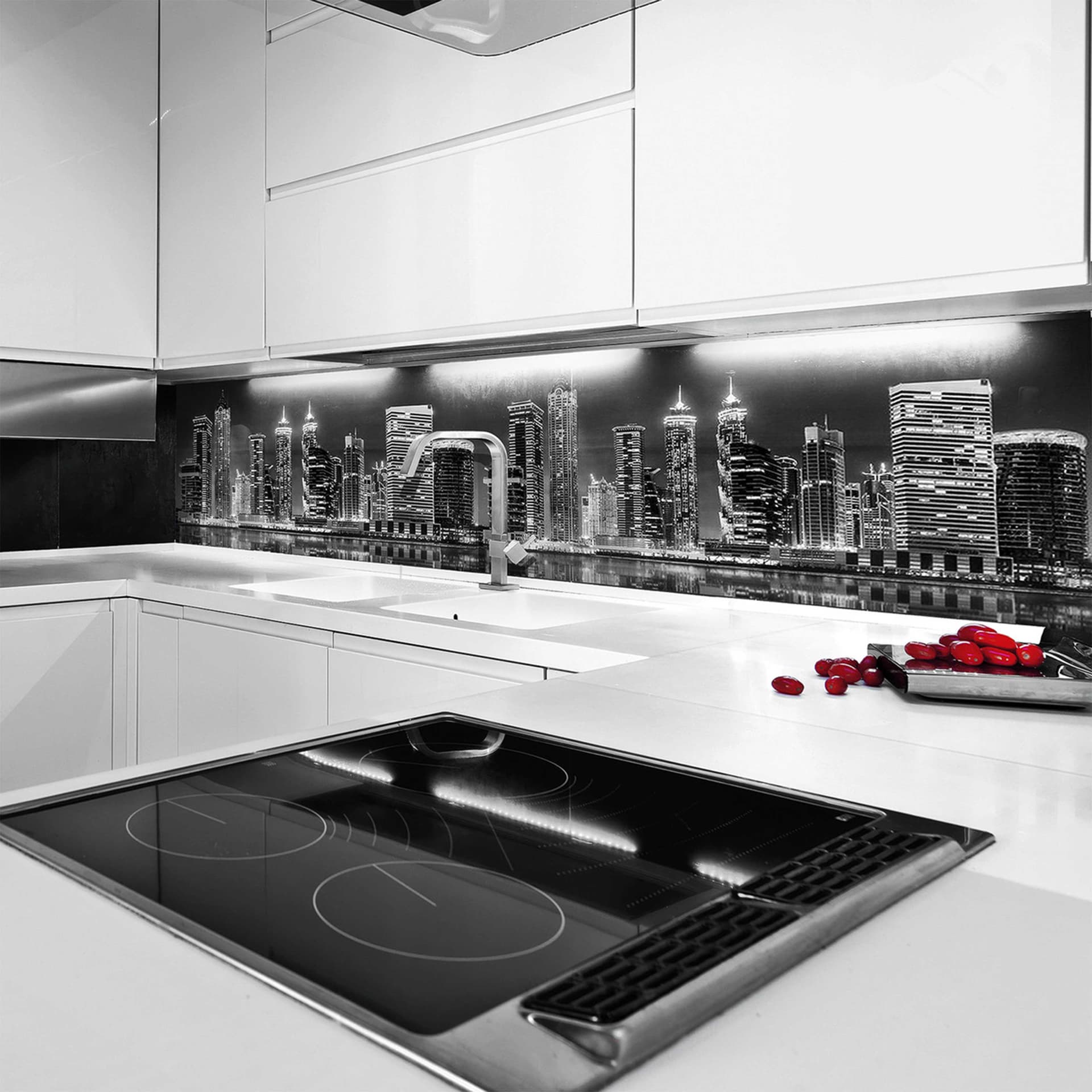 Pannelli 3D Rivestimento a parete in PVC a rilievo realistici parato di design NIGHT METROPOLI BW - Eternal Parquet