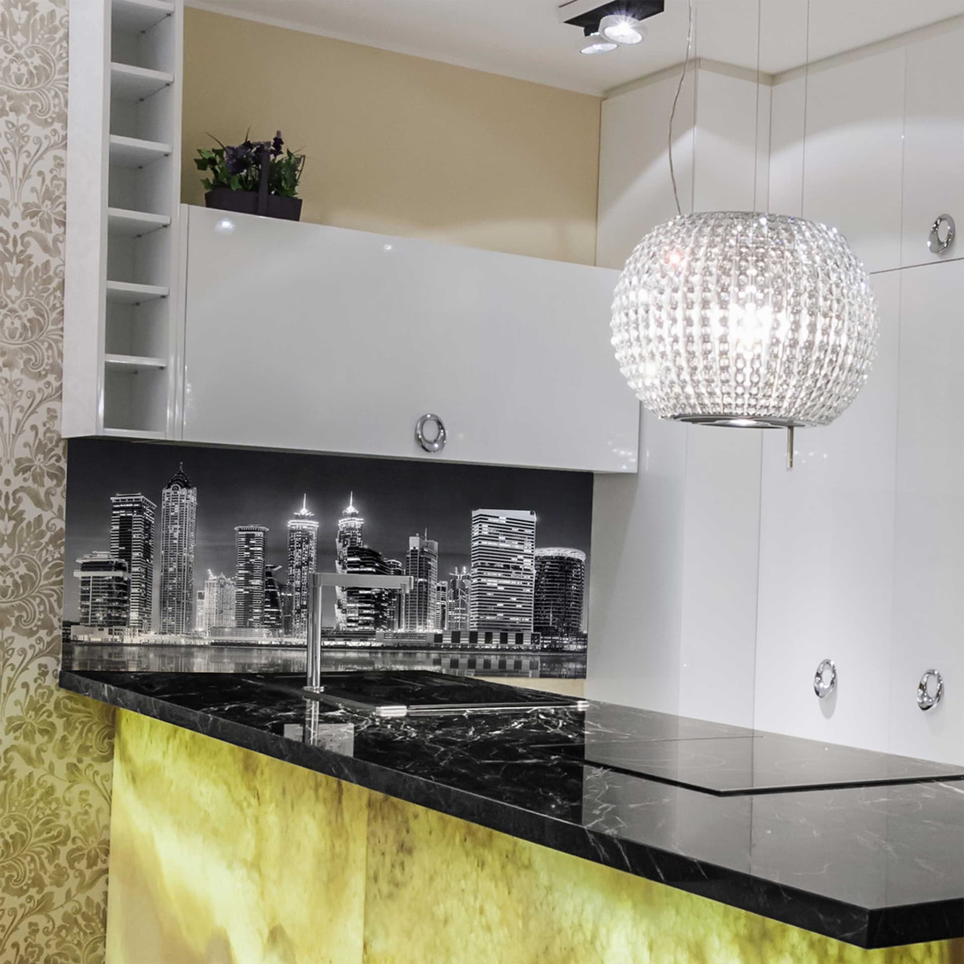 Pannelli 3D Rivestimento a parete in PVC a rilievo realistici parato di design NIGHT METROPOLI BW - Eternal Parquet
