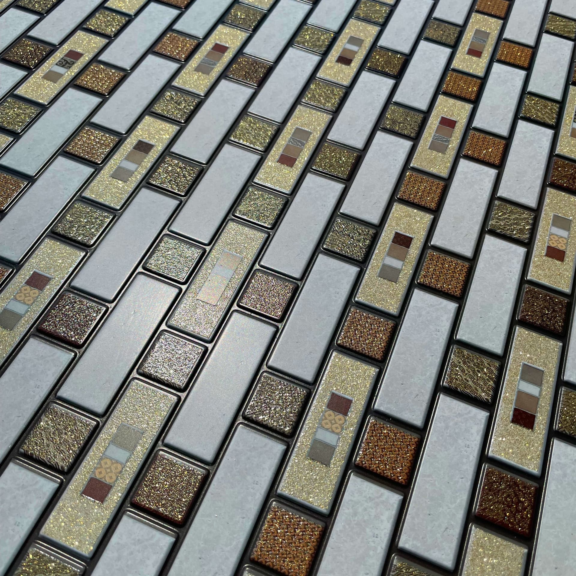 MAXI Pannelli 3D HI-RES Rivestimento a parete in PVC - MATTONCINI ORO - Realistici e isolanti. - Eternal Parquet