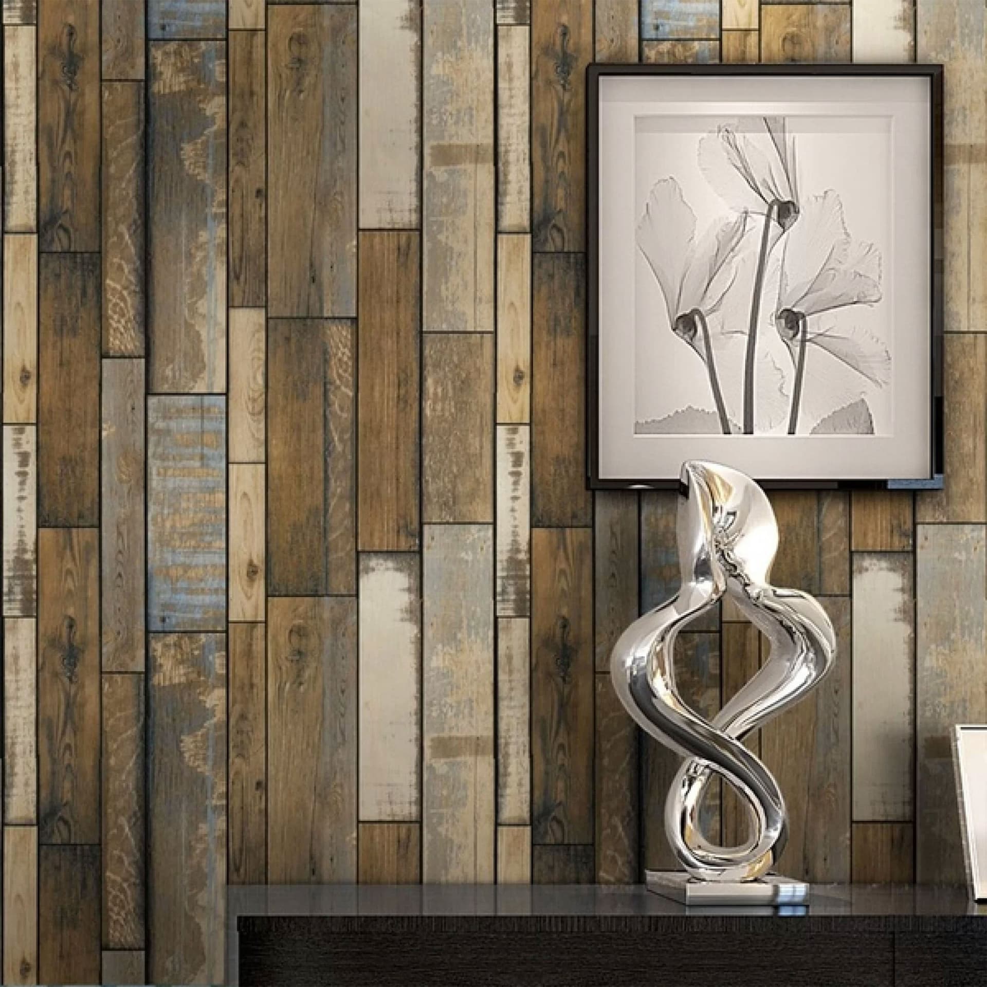 Pannelli 3D Autoadesivi in PE 70X70cm PATCHWORK MARRONE , isolanti, idrorepellenti, economici - Eternal Parquet