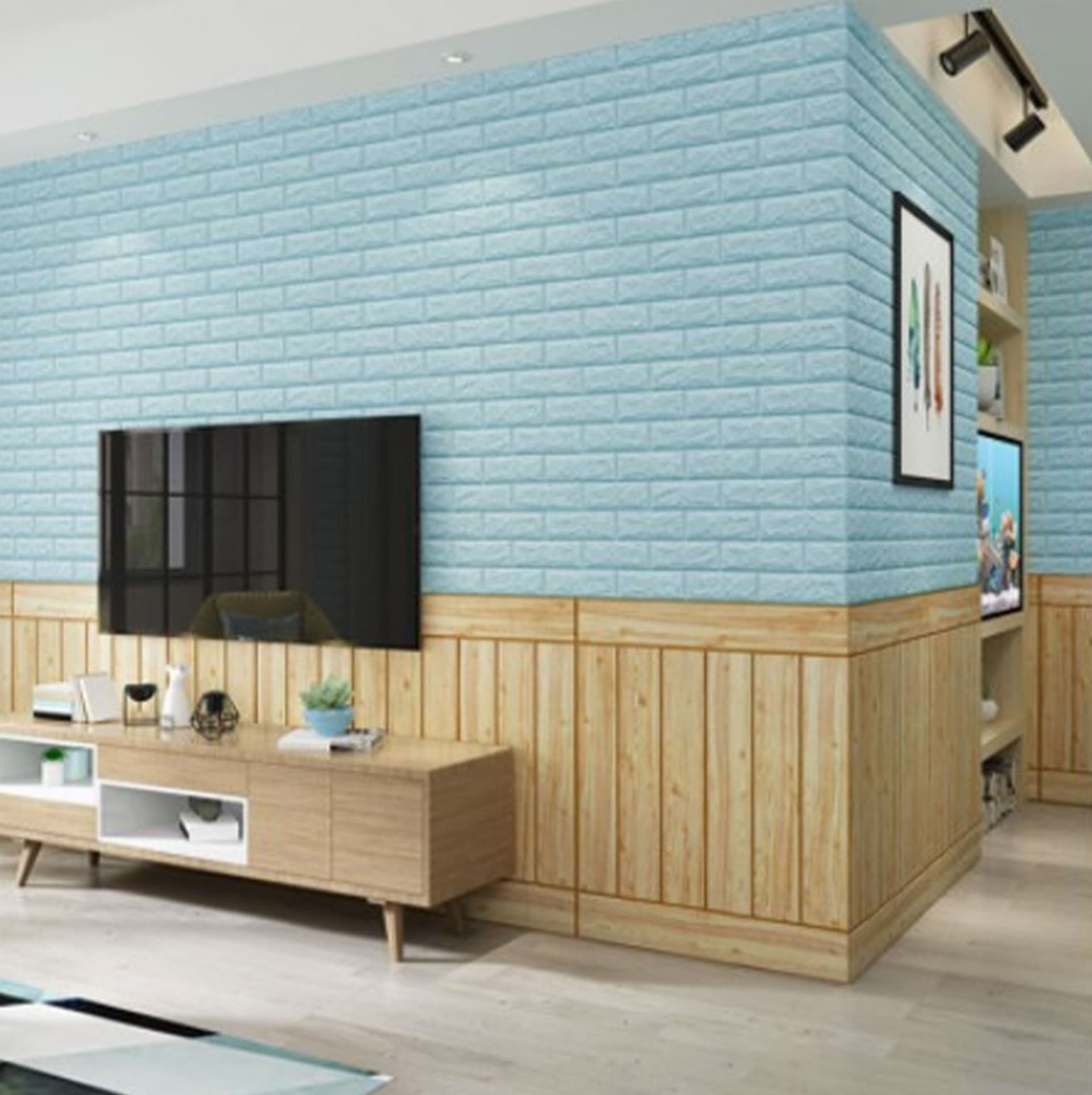 Pannelli 3D Autoadesivi in PE 70X70cm MATTONI BLU , isolanti, idrorepellenti, economici - Eternal Parquet
