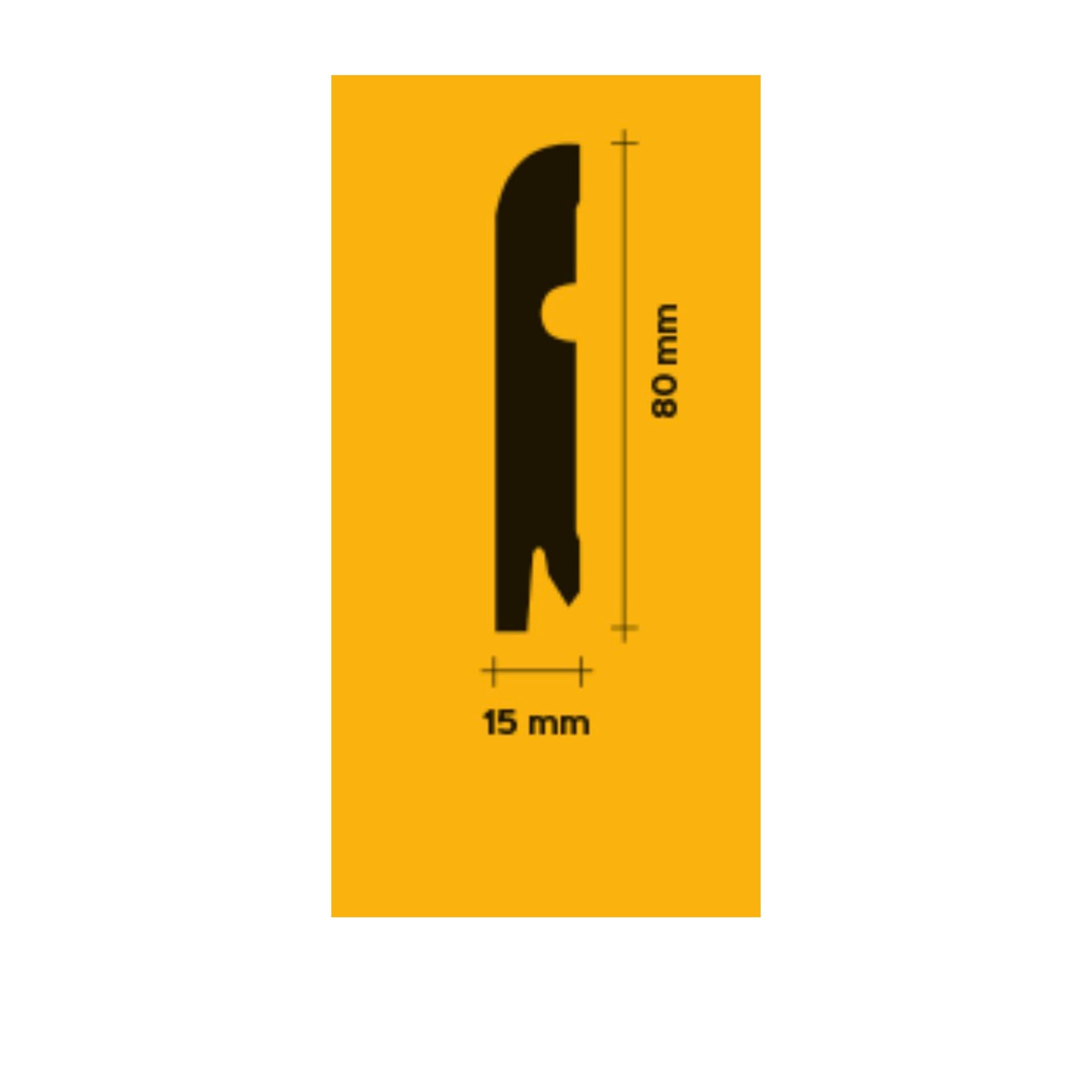 96ML di BATTISCOPA ZOCCOLINO PASSACAVO BC in FIBRA DI LEGNO COMPATTA 80X15 BIANCO - 2