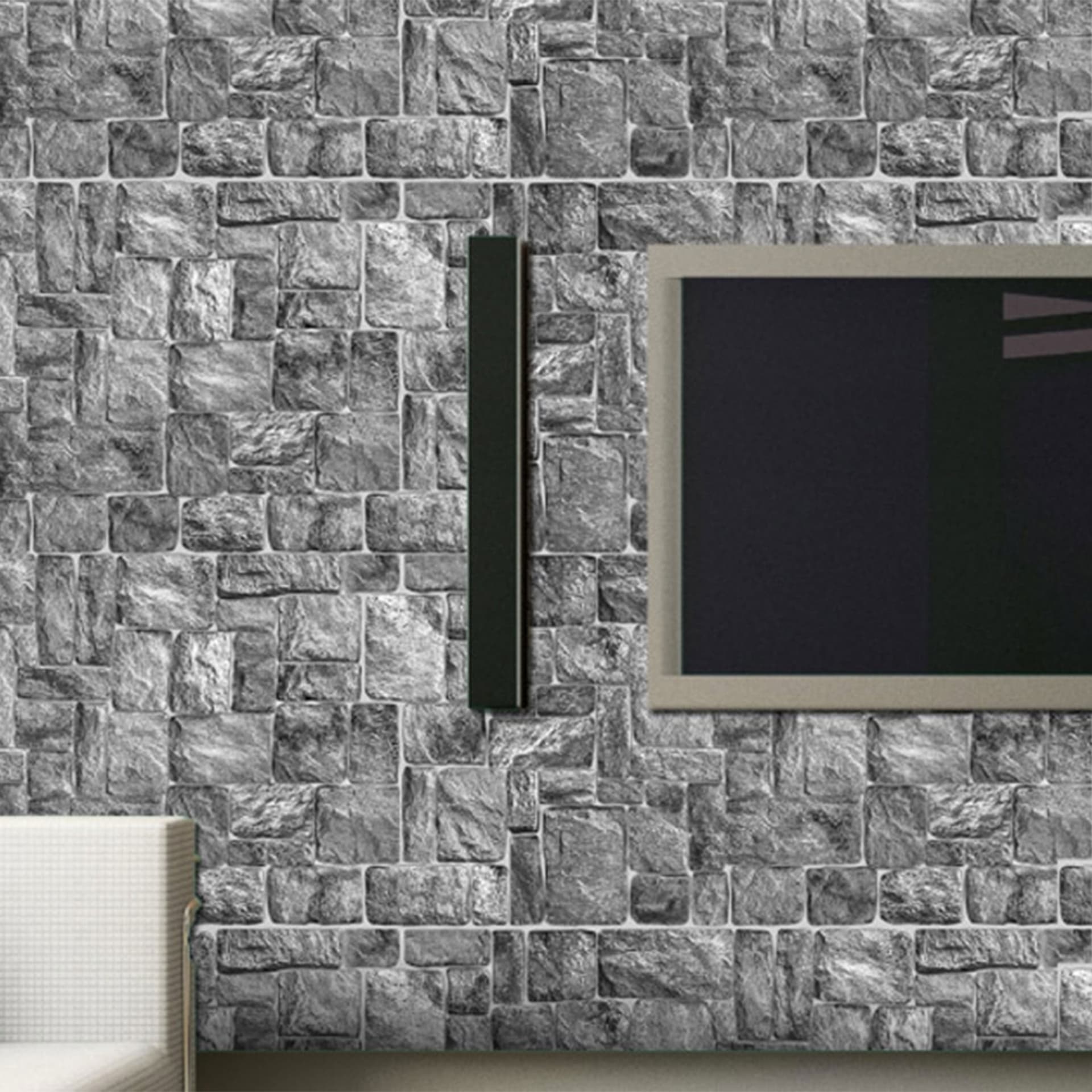 Pannelli 3D Rivestimento a parete in PVC effetto pietra GRIGIA NATURALE Realistici e isolanti. - Eternal Parquet