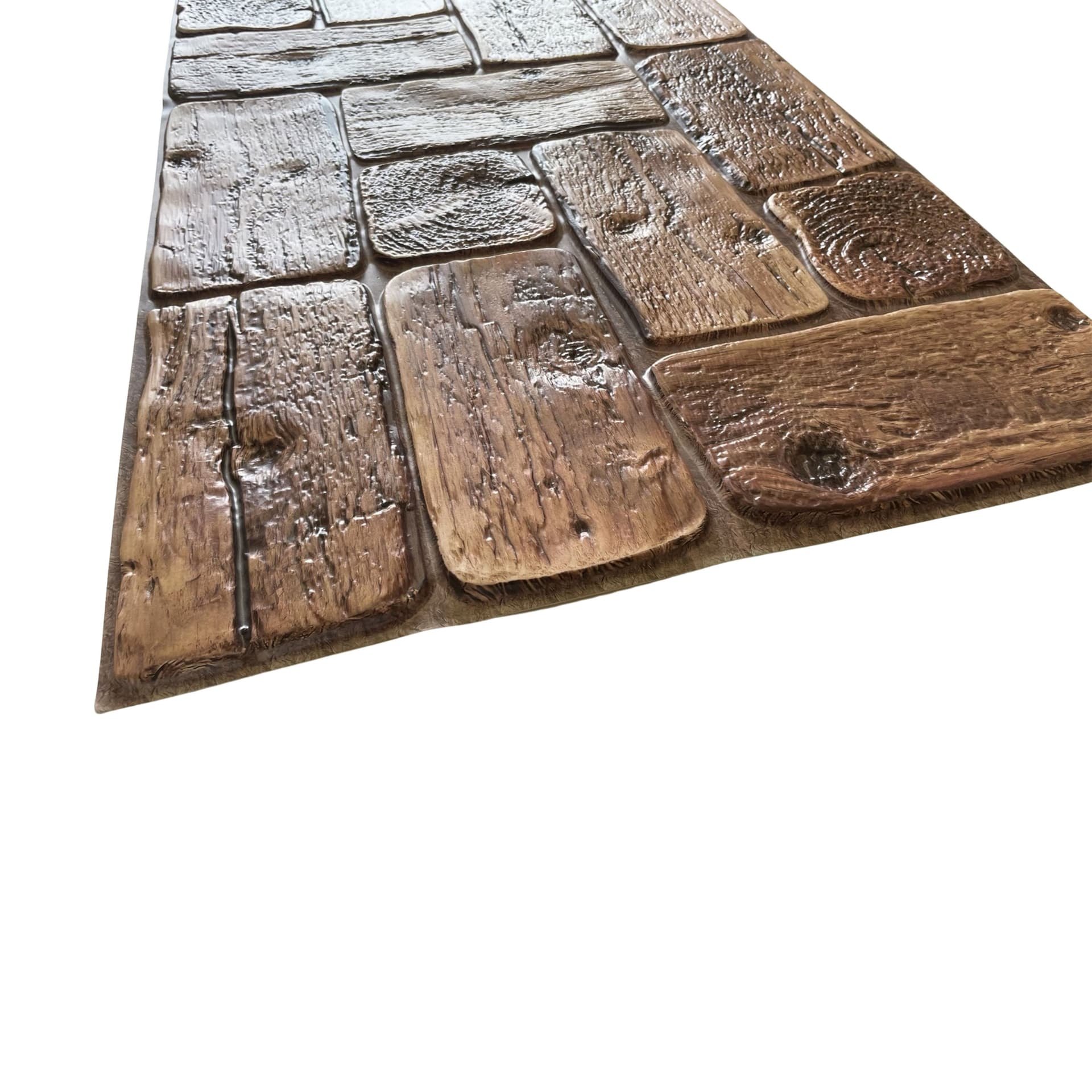 Pannelli 3D Rivestimento a parete in PVC effetto PATCHWORK DI LEGNO Realistici e isolanti. - Eternal Parquet