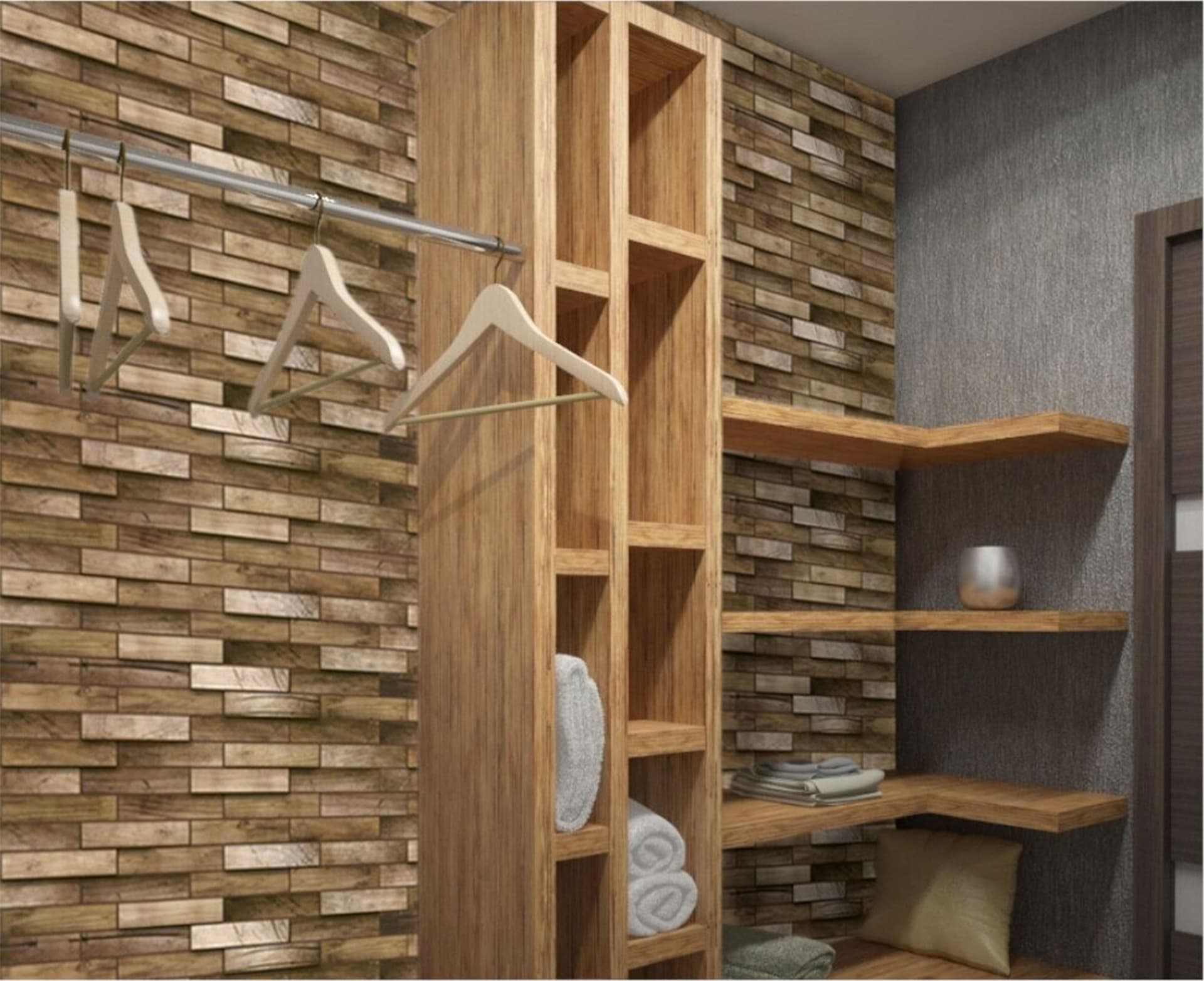 Pannelli 3D Rivestimento a parete in PVC effetto MATTONCINI DI LEGNO Realistici e isolanti. - Eternal Parquet