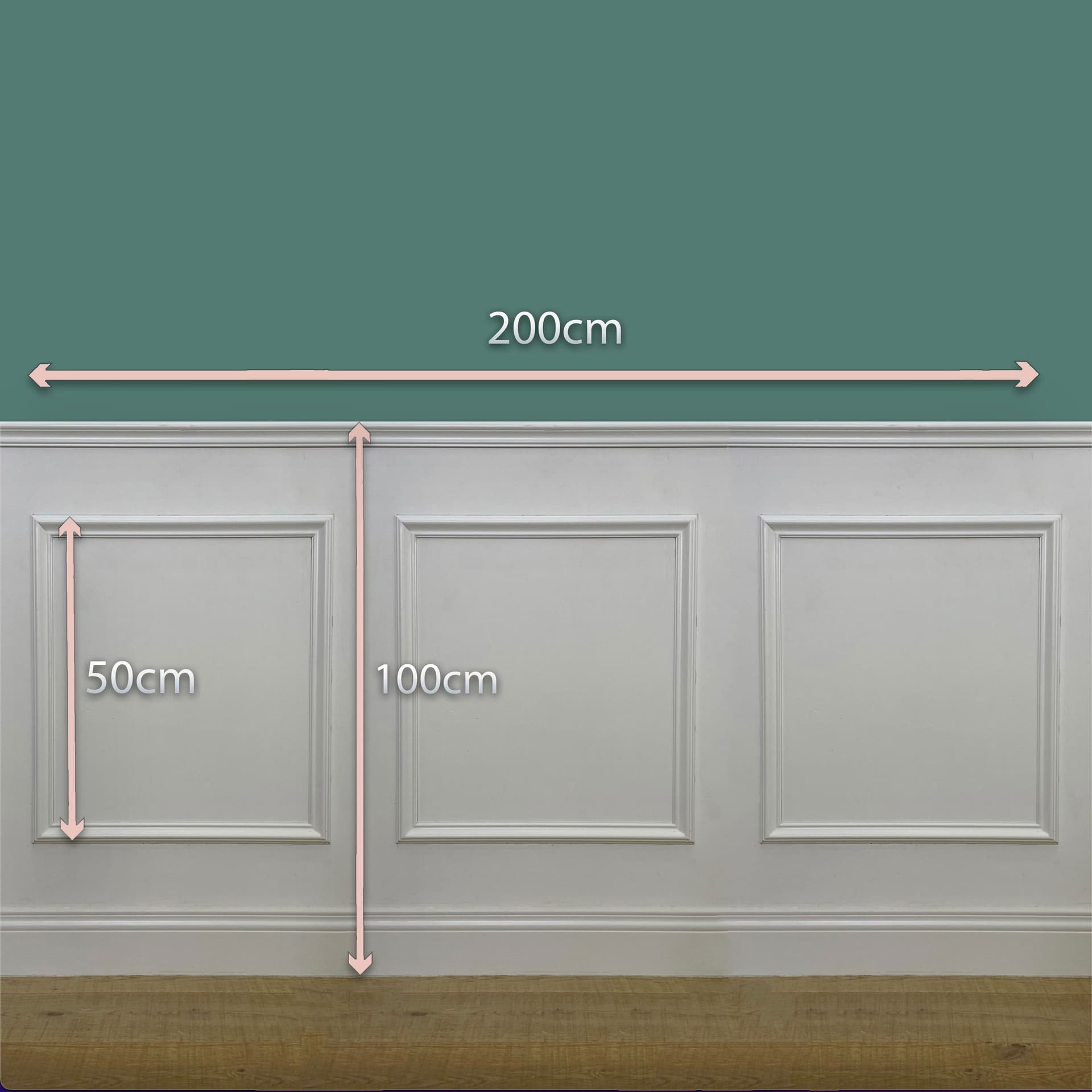 2 metri lineari di Boiserie in legno MASSICCIO di Ayous laccato bianco tutto incluso (200Lx100Hcm) - Eternal Parquet