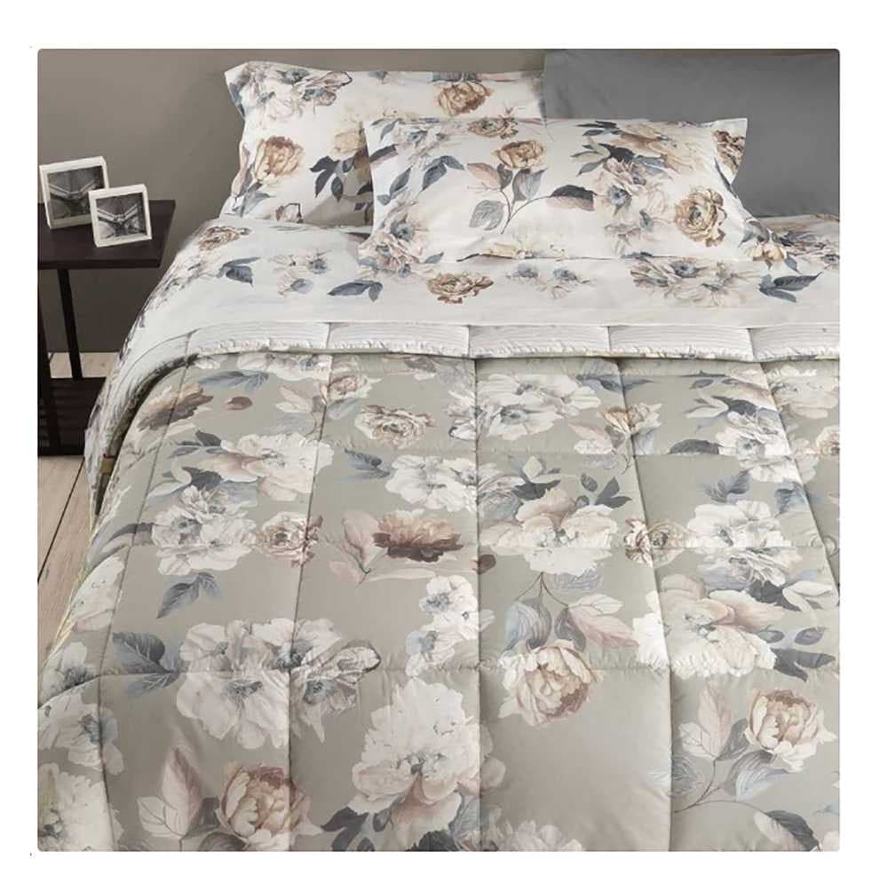 GABEL TRAPUNTA LETTO MATRIMONIALE PEONY IN COTONE COLORE GRIGIO NEBBIA - 3