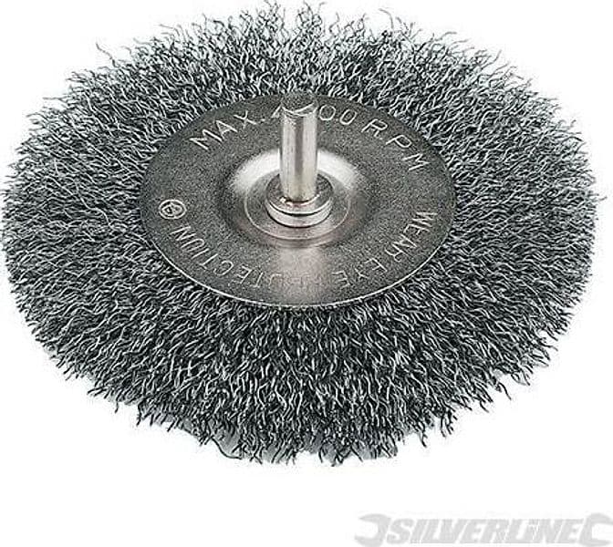 Spazzola rotante a filo ondulato alta resistenza 100mm per trapani Silverline