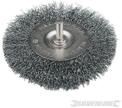 Spazzola rotante a filo ondulato alta resistenza 100mm per trapani Silverline