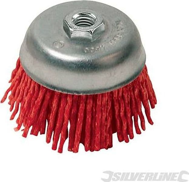 Spazzola a tazza abrasiva con fili in nylon impregnati al carburo di silicio Silverline - 3