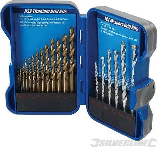 Set di punte TCT a muratura & HSS in Titanio Silverline 19pz