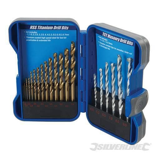 Set di punte TCT a muratura & HSS in Titanio Silverline 19pz