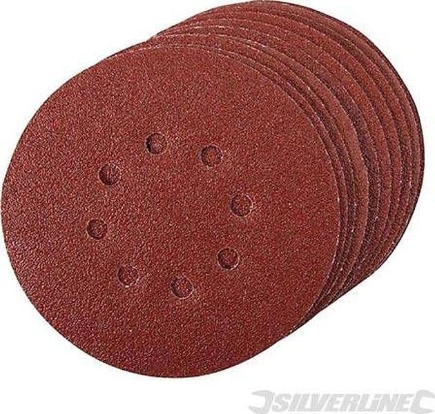 Dischi perforati con fissaggio a strappo da usare con levigatrici rotoorbitali silverline 10 pz Silverline