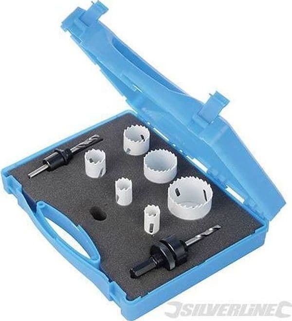 Kit di 9 seghe a tazza bimetallica per elettricisti denti HSS temprati Silverline