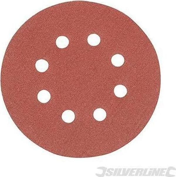 Dischi perforati silverline a fissaggio strappo con 8 fori per l'estrazione della polvere – Grana 120 – letto