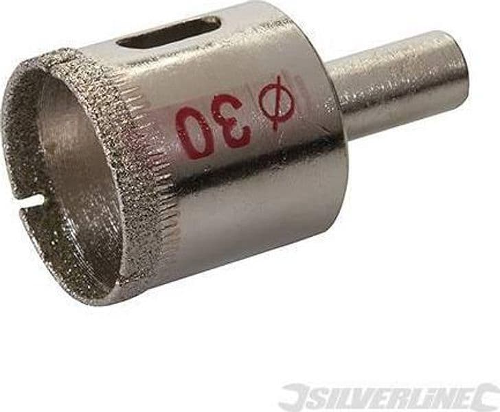 Sega a tazza diamantata per forare piastrelle , vetro, marmo, ardesia e gres porcellanato varie mis. silverline