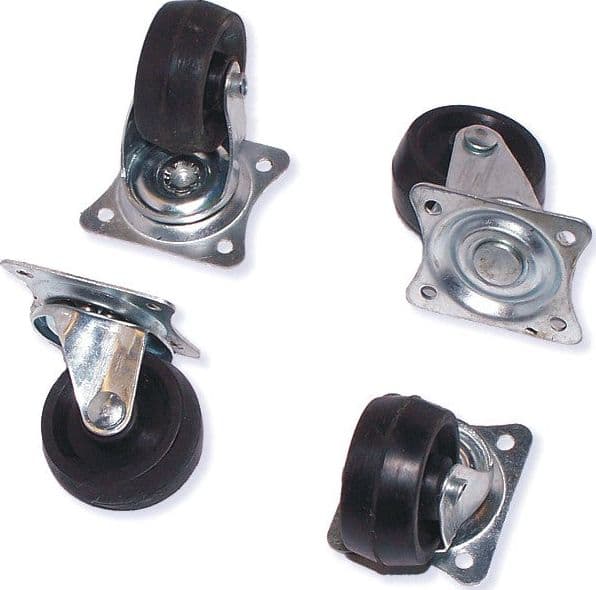 Set di ruote in gomma per mobili misure 30 mm 4 pezzi e 40 mm 4 pezzi Beast – 32 mm – argentato