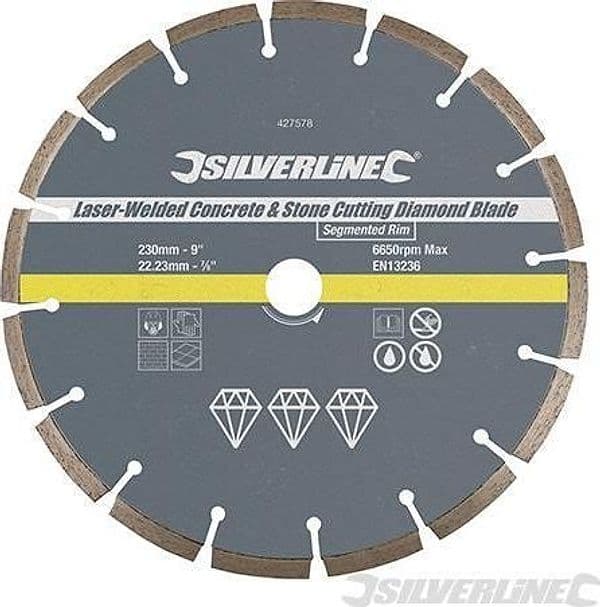 Lama disco diamantata saldatura a laser per taglio cemento e pietra Silverline in Dischi diamantati Eternal Brico - Ariano Irpino, commercioVirtuoso.it