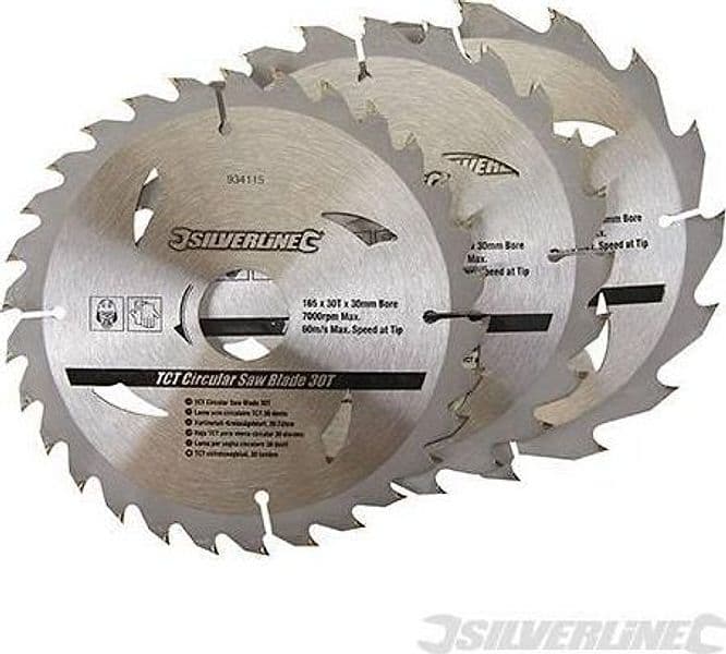 Lame per sega circolare in TCT 16, 24, 30 denti 3 p.zi pe legno silverline Silverline