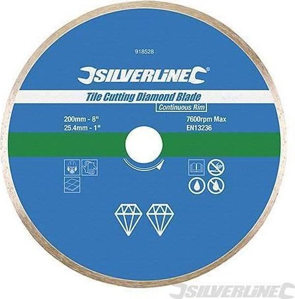 Disco Silverline diamantato per taglio piastrelle  per smerigliatrici angolari  foro 22,2 – 115 x 22,23 mm