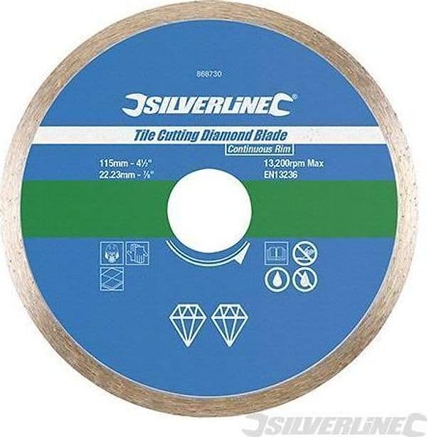 Lama diamantata a disco per taglio piastrelle ideale con smerigliatrici angolari Silverline Silverline