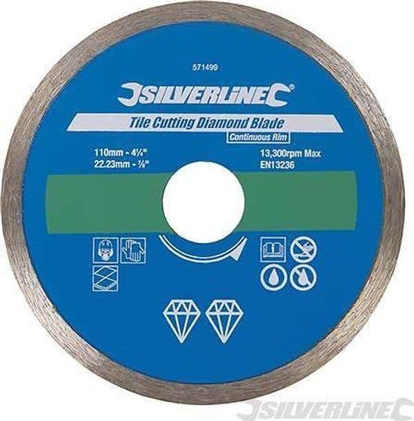 Lama diamantata a disco per taglio piastrelle ideale con smerigliatrici angolari Silverline Silverline