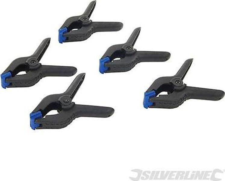 Pinza morsetto a molla 5Pz in plastica laboratorio magazzino Silverline Prezzo Silverline