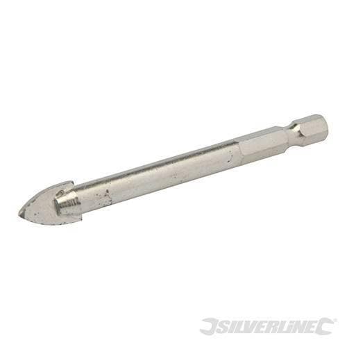 Punte in tungsteno da trapano a lancia per vetro e piastrelle attacco esagonale Silverline – 6 mm – argentato