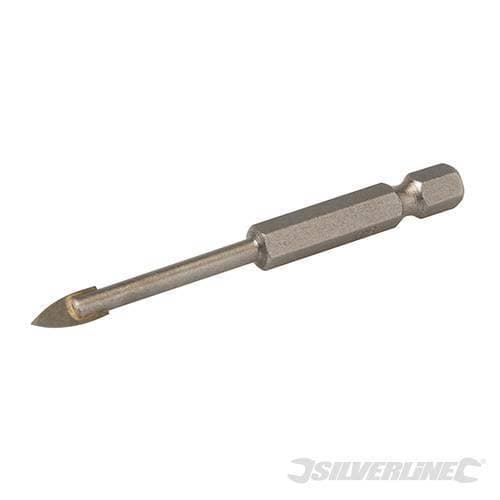 Punte in tungsteno da trapano a lancia per vetro e piastrelle attacco esagonale Silverline – 3mm – argentato