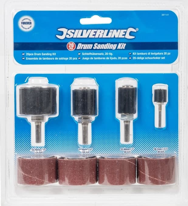 Kit tamburo di levigatura per trapani a colonna varie grane offertissima silverline - 2
