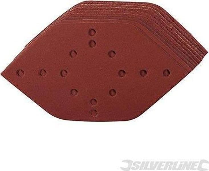 Fogli abrasivi esagonali a strappo per levigatrici a delta in ossido di alluminio silverline varie grane in Fogli rotorbitali Eternal Brico - Ariano Irpino, commercioVirtuoso.it