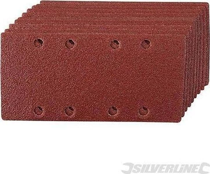 Fogli abrasivi forati 1/3 a fissaggio a strappo in ossido di alluminio nuovo varie grane