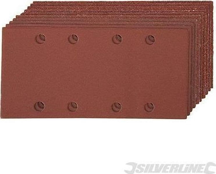 Fogli abrasivi forati 1/3 a fissaggio a strappo in ossido di alluminio nuovo varie grane Silverline